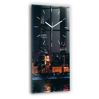 Vertical wall clock Chicago Cityscape