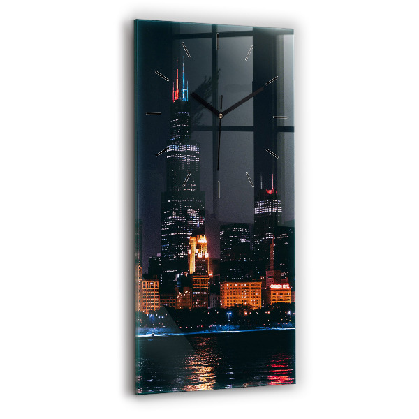Vertical wall clock Chicago Cityscape