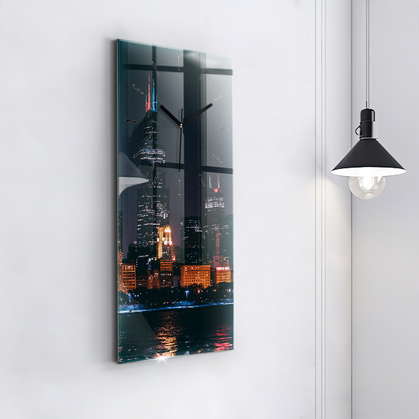 Vertical wall clock Chicago Cityscape