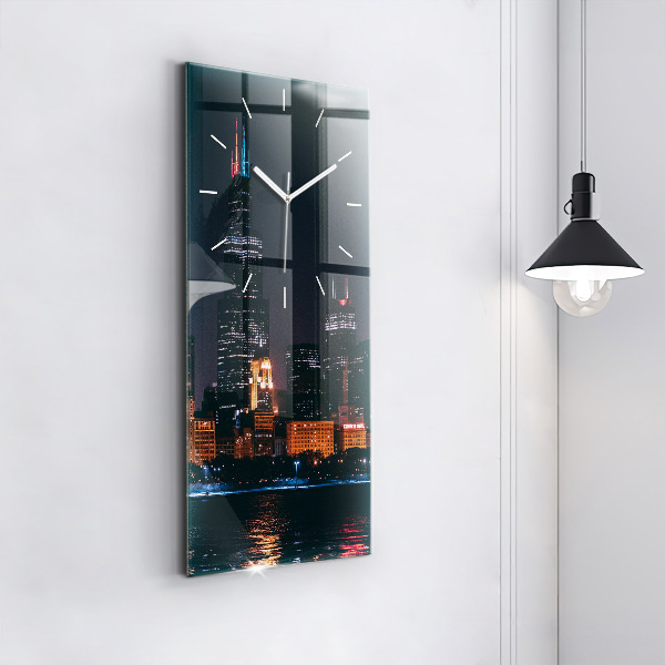 Vertical wall clock Chicago Cityscape