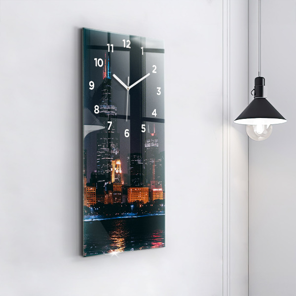 Vertical wall clock Chicago Cityscape