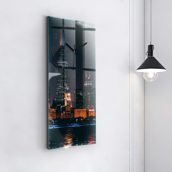 Vertical wall clock Chicago Cityscape