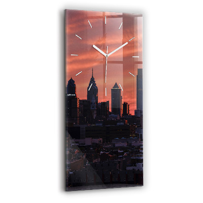 Vertical wall clock Philadelphia City Skyline