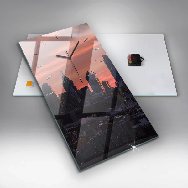 Vertical wall clock Philadelphia City Skyline
