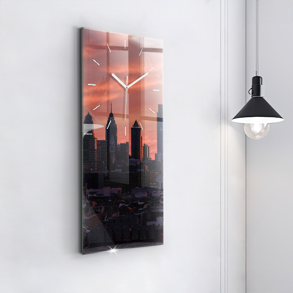 Vertical wall clock Philadelphia City Skyline