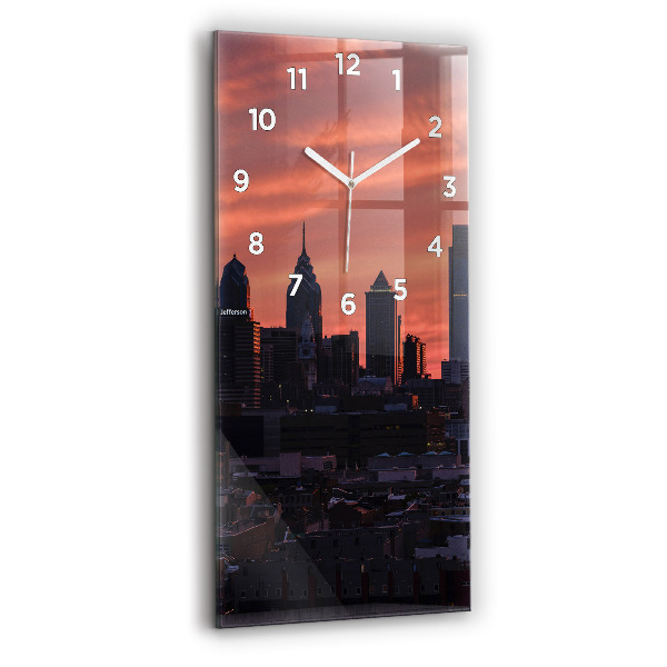 Vertical wall clock Philadelphia City Skyline