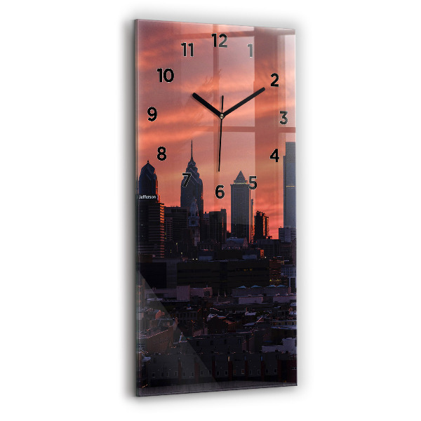 Vertical wall clock Philadelphia City Skyline