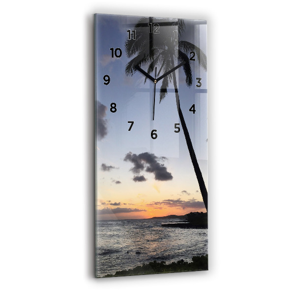 Vertical wall clock Palm tree and sunrise