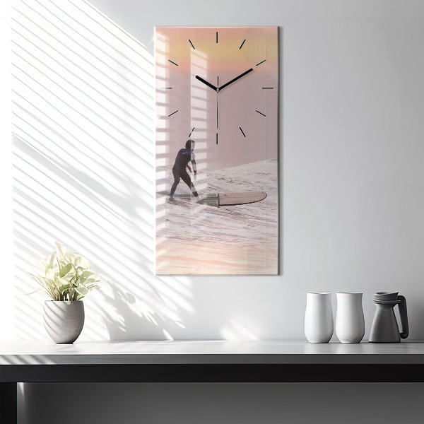 Vertical wall clock Surfer in Hawaii