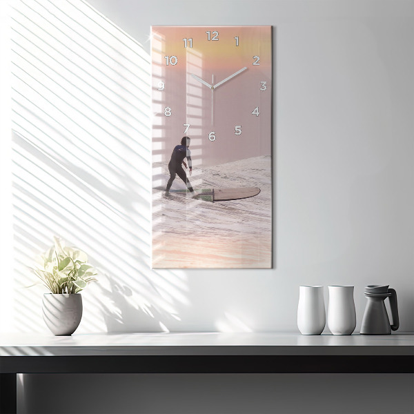 Vertical wall clock Surfer in Hawaii