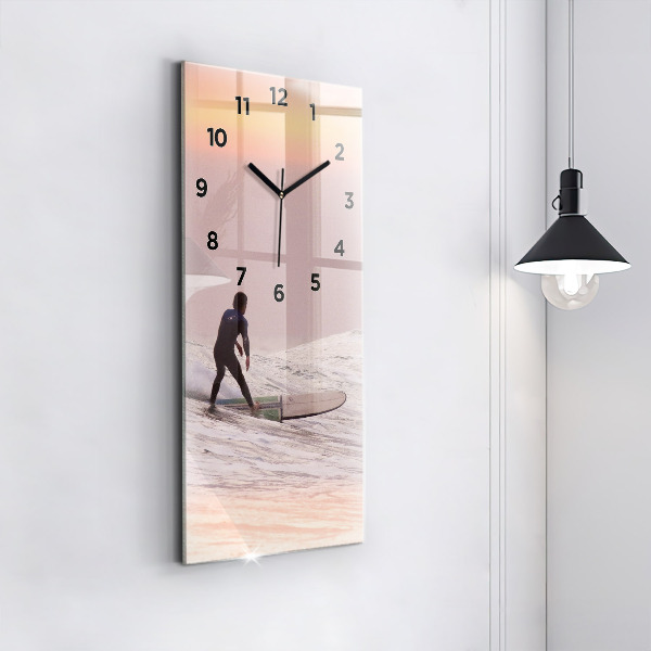 Vertical wall clock Surfer in Hawaii