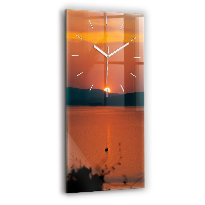 Vertical wall clock Lake Balaton in the evening