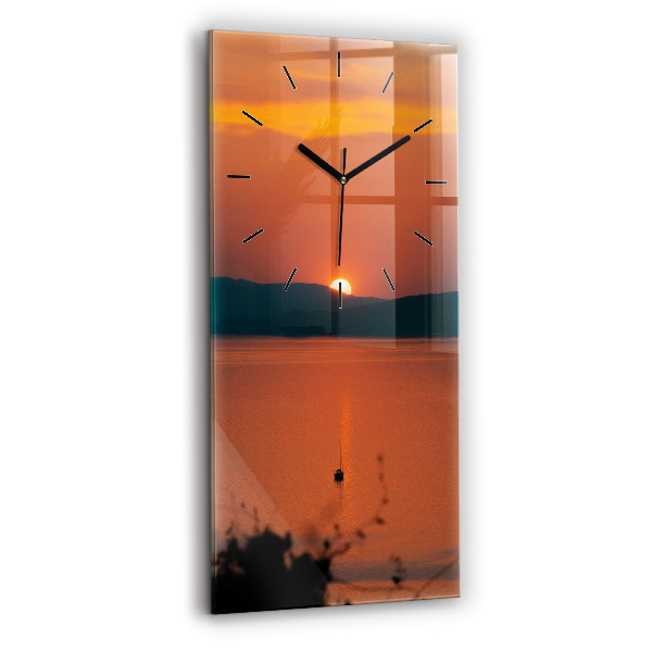 Vertical wall clock Lake Balaton in the evening