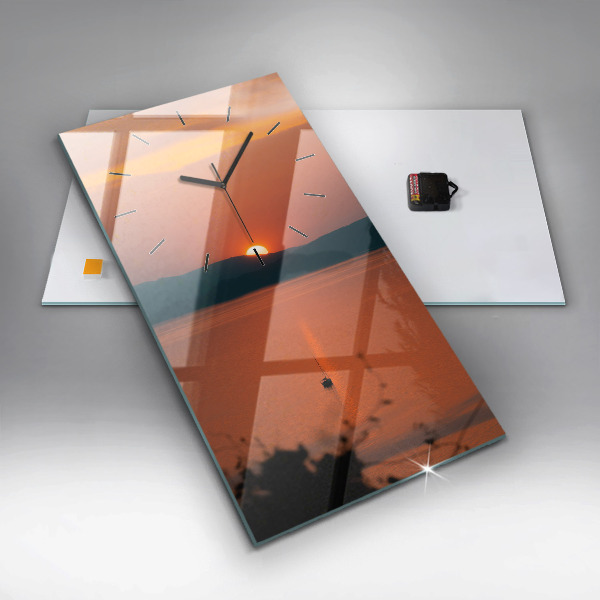 Vertical wall clock Lake Balaton in the evening