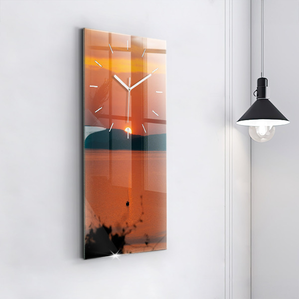 Vertical wall clock Lake Balaton in the evening