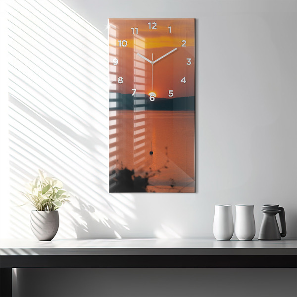 Vertical wall clock Lake Balaton in the evening