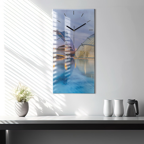 Vertical wall clock City sunset