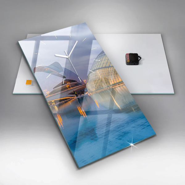 Vertical wall clock City sunset