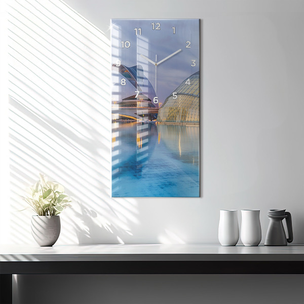 Vertical wall clock City sunset