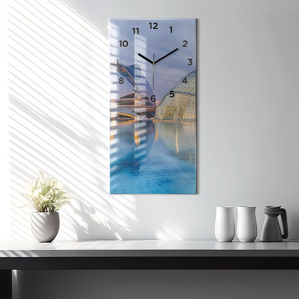 Vertical wall clock City sunset