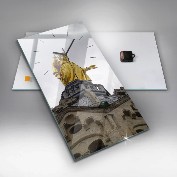 Vertical wall clock Statue of the Virgin Mary in Lyon