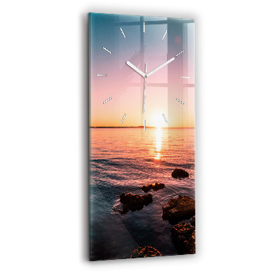 Vertical wall clock Rocks at sunset