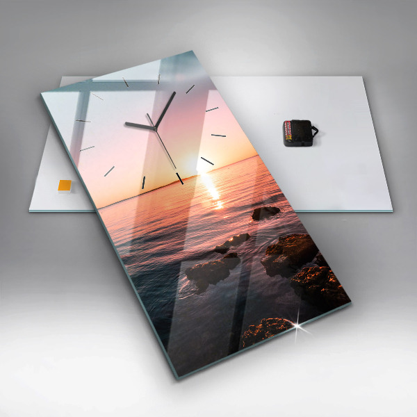 Vertical wall clock Rocks at sunset