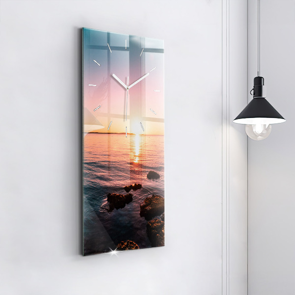 Vertical wall clock Rocks at sunset