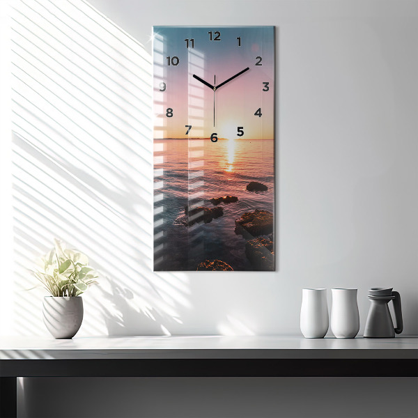 Vertical wall clock Rocks at sunset