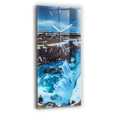 Vertical wall clock Gullfoss Waterfall in Iceland