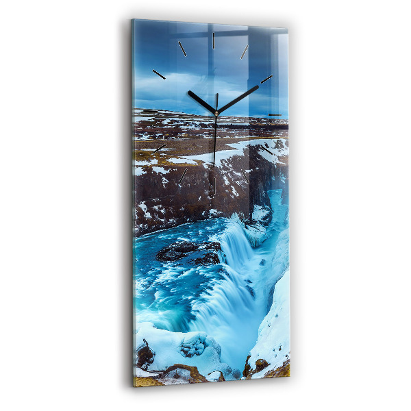 Vertical wall clock Gullfoss Waterfall in Iceland