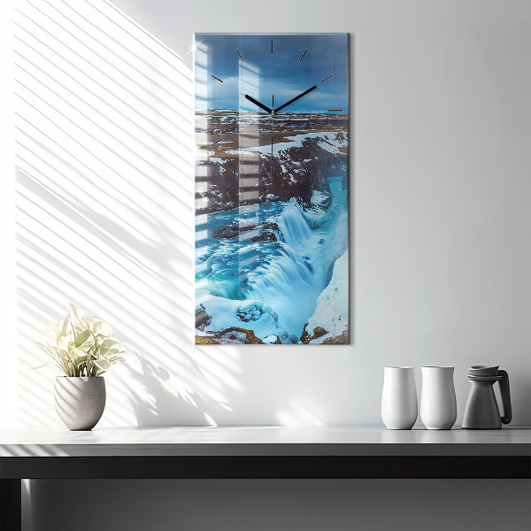 Vertical wall clock Gullfoss Waterfall in Iceland