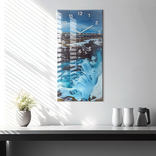 Vertical wall clock Gullfoss Waterfall in Iceland