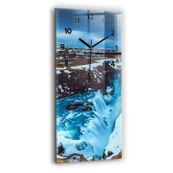 Vertical wall clock Gullfoss Waterfall in Iceland