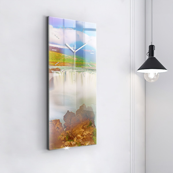 Vertical wall clock Godafoss in Iceland