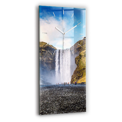 Vertical wall clock Waterfall in Iceland