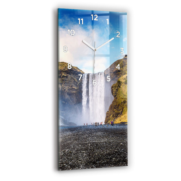 Vertical wall clock Waterfall in Iceland