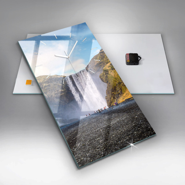 Vertical wall clock Waterfall in Iceland