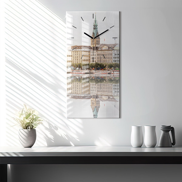Vertical wall clock River Hamburg Germany