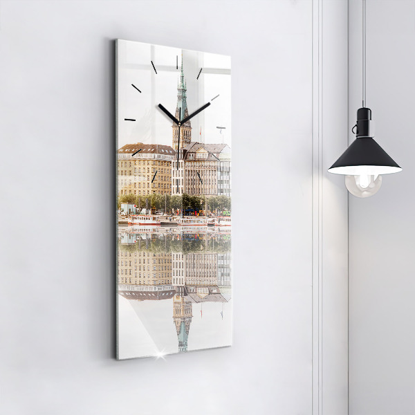 Vertical wall clock River Hamburg Germany