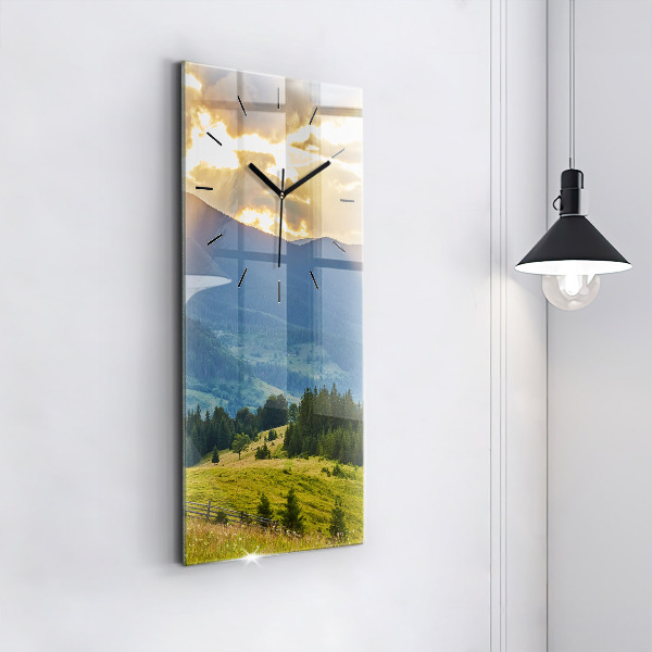 Vertical wall clock Landscape with forests