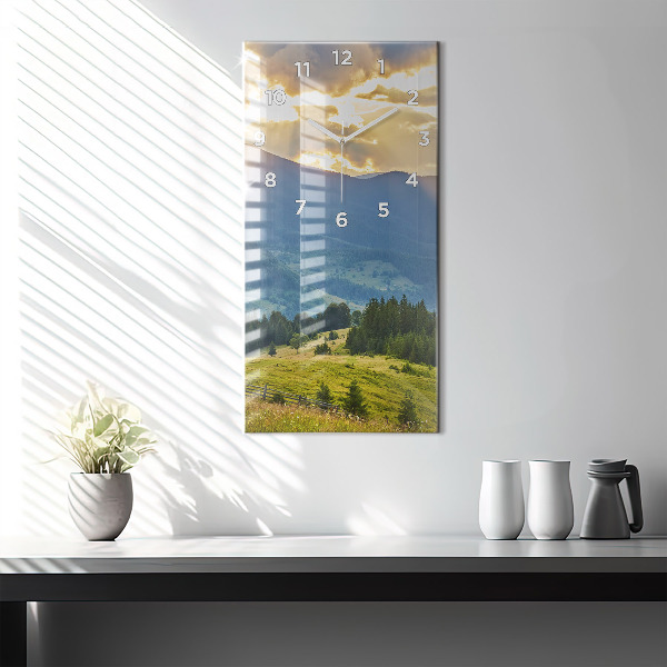 Vertical wall clock Landscape with forests