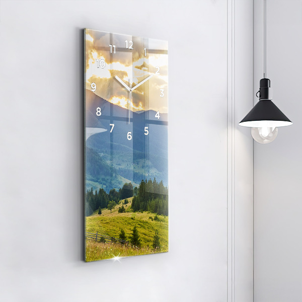 Vertical wall clock Landscape with forests