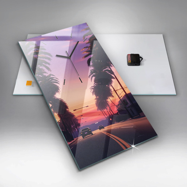 Vertical wall clock Sunset in LA