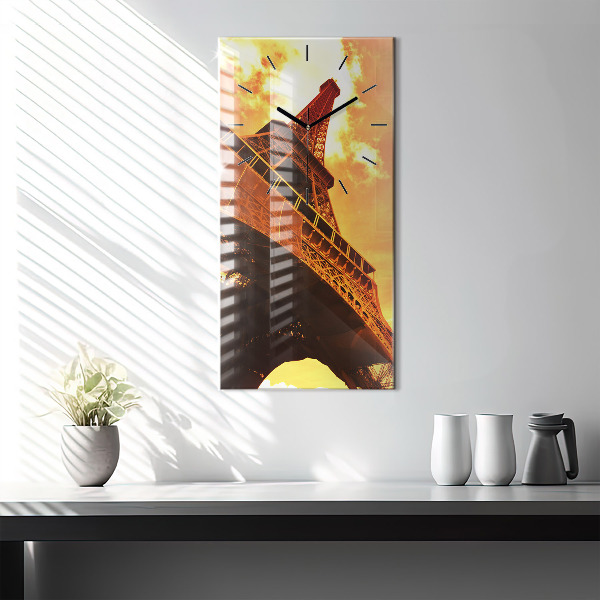 Vertical wall clock The Eiffel Tower in Paris