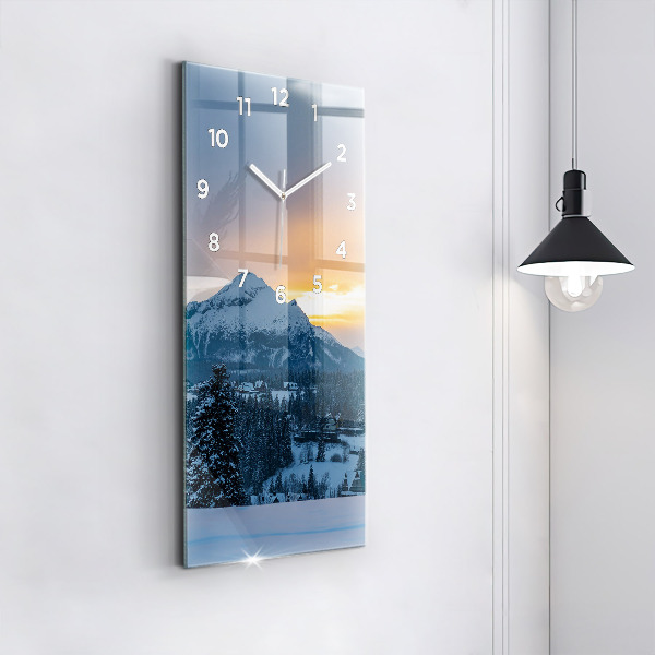 Vertical wall clock Mountain landscape