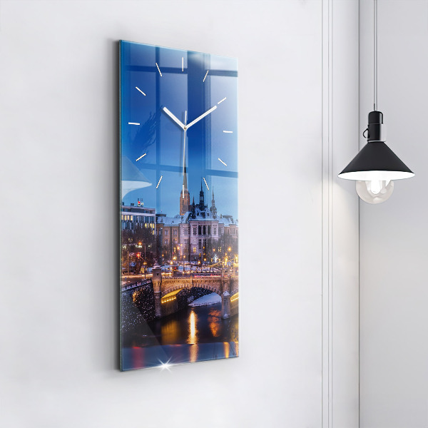 Vertical wall clock Panorama of the city of Pilsen