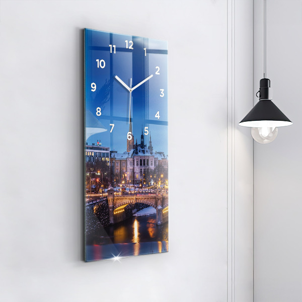 Vertical wall clock Panorama of the city of Pilsen
