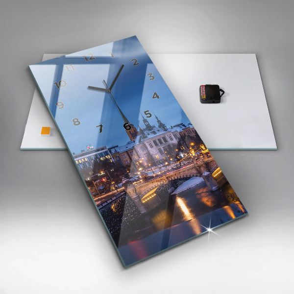 Vertical wall clock Panorama of the city of Pilsen