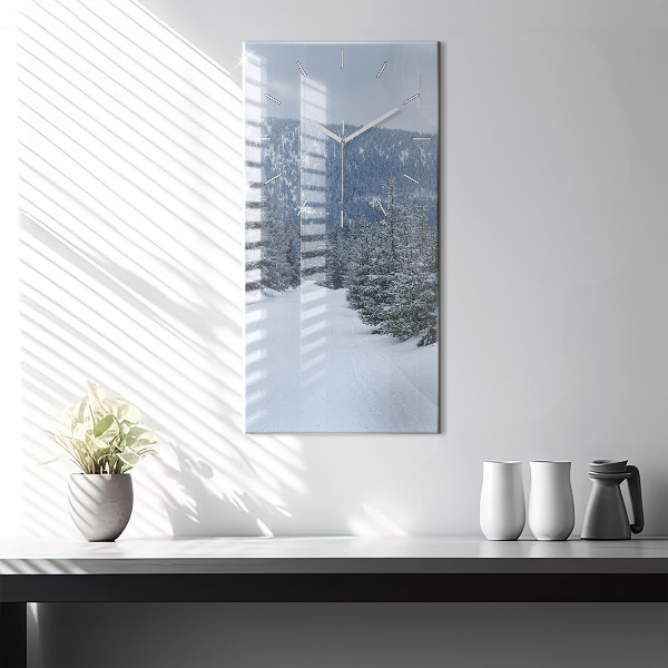 Vertical wall clock Czech Giant Mountains in winter